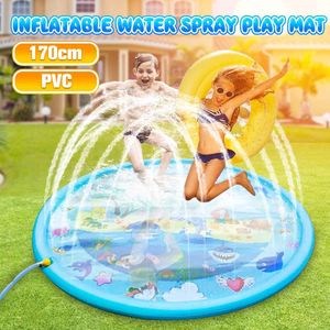 Outdoor Strooi En Splash Water Speelkleed Voor Kinderen Sprinkler Zwemmen Strand Gazon Opblaasbare Pat 170 Cm