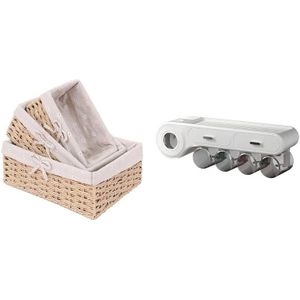 1x Toothbrush Holder &amp; 3Pcs Handmade Rattan Storage Baskets S M L