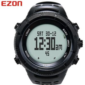 Ezon Mannen Digitale Outdoor Sport Horloge Klok Vrouwen Multifunctionele Hoogte Barometer Kompas Voor Wandelen Waterdichte