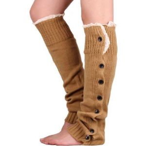 Vrouwen Hoop Hoop Sokken Mode Winter Kant Knop Been Warmer Gebreide Kous Legwarmers Zachte Klassieke Laarzen Gebreide Sokken