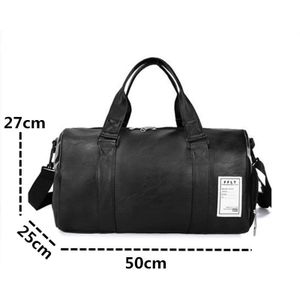 Unisex Reistas Vrouwen Mannen Zwart Pu Lederen Gym Tassen Fitness Handbagage Voor Mannelijke Reizen Duffle bag