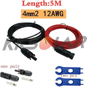 4mm2 12AWG Black & Red Solar Pv Koperen Kabels Draden Met Connector Zonnepaneel Verlengkabel Voor Zonnepaneel Kit accessoires