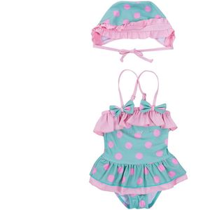 Peuter Kids Meisjes Dot Zomer Badmode Romper Cap Badpak Tankini Jurk Badpak