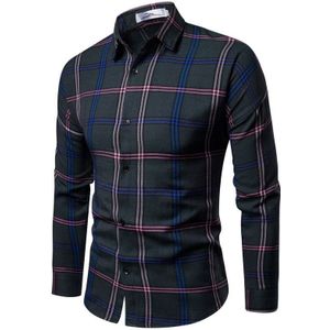 Mode mannen Luxe Toevallige Controle Shirt Lange Mouw Slim Fit Plaid Dress Shirts Tops