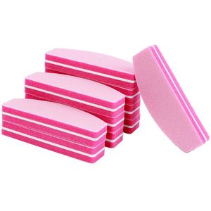 10Pcs Nail File 100/180 Half Moon Mix Kleur Nail Schuren Blokken Pedicure Manicure Care Nail Art Polijsten Gereedschap