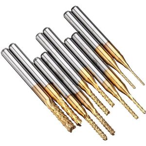 10 Stks/set 0.8-3.175 Mm Titanium Coated Carbide Frees Graveren Edge Cutter Cnc Frezen Frees voor Pcb Machine