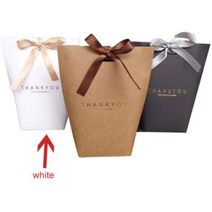 Grote Bag Franse Dank U Upscale Zwart Wit Bronzing Geschenkdoos Pakket Snoep Tas Wikkelen Levert Verpakkingen Dozen 5 stuks