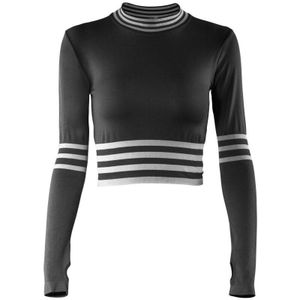 Herfst Winter Naadloze Running Sport Jas Vrouwen Streep Brief Afdrukken Rits Fitness Kleren Vrouwelijke Lange Mouwen Yoga Crop Top