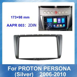 Frame Auto Dash Radio Voor Proton Persona 2006 2007 Fascia Zilveren 2DIN Dashboard Abs Plastic Installatie