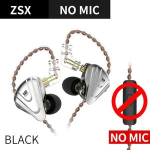 Kz Zsx Metal Koptelefoon 5BA + 1DD Hybride Technologie 12 Driver Hifi Bass Oordopjes In Ear Monitor Hoofdtelefoon Noise Cancelling headset