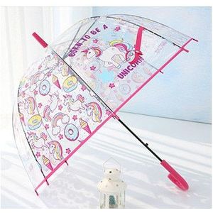 Eenhoorn Paraplu Cartoon Milieubescherming Transparante Paraplu Lady Straight Handvat Paraplu Apollo Vogelkooi Stijl