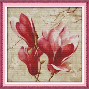 Mooie Magnolia bloem Gedrukt Canvas DMC Geteld Chinese Borduurpakketten gedrukt kruissteek set Borduren Handwerken