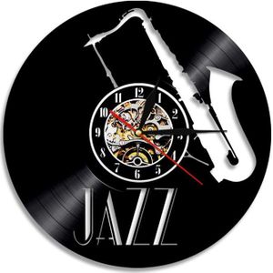 1 Stuk Jazz Muziekinstrumenten Led Backlight Muziek Moderne Vintage Vinyl Klok Wandklok Handgemaakte Cadeau Voor Music Lover