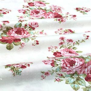 160 cm Breedte Romantische Polka Dot Rood Blooming Rose Bloemen Gedrukt Katoen Stof Bloemen Stof DIY Naaien Baby Doek Thuis docor