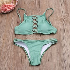 Casual Slim Solid Vrouwen Sexy Bandage Push-Up Padded Bikini Badmode Badpak Beachwear Set Zomer Kleding