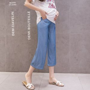 2022 Lente Zomer Moederschap Gemerceriseerde Katoenen Broek Voor Zwangere Vrouwen Boot Cut Zwangerschap Broek Verstelbare Taille Zwangerschap Jeans