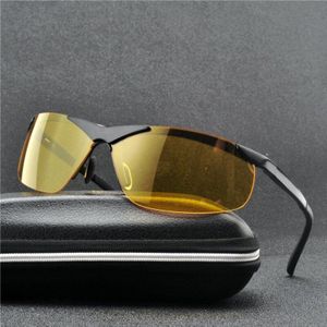 Mannen Nachtzicht Bril Gepolariseerde Anti-Glare Lens Aluminium Magnesium Frame Gele Zonnebril Rijden Goggles Voor Auto FML