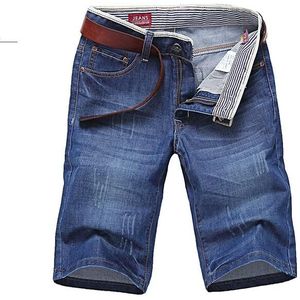 Knielengte Denim Shorts mannen Effen 100% Katoen Rechte Korte Jeans Zomer Mannelijke Casual Blauw Korte Jeans maat 28-38