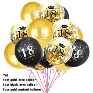 15 Stks/set 18th Gelukkige Verjaardag Ballon Decor Goud Zilver Confetti Latex Ballonnen Voor 18 Jaar Oud Verjaardag Vieren Decoratie