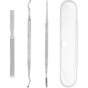 3Pc Double Ended Teen Nagelverzorging Haak Ingegroeide Teen Correctie Lifter Voet Teennagel File Cuticle Pusher Manicure Pedicure Gereedschap set