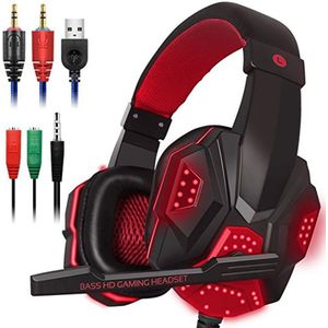 Gaming Headset Met Microfoon En Led Licht Voor Laptop Computer PS4 3.5Mm Oortelefoon Wired Noise Isolatie Volumeregeling Hoofdtelefoon