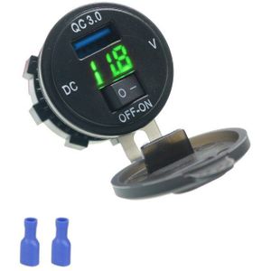 1Pcs QC3.0 Led Voltmeter Usb Car Charger Socket Sigarettenaansteker Met Smart Switch Waterdichte DC12V-24V Universele