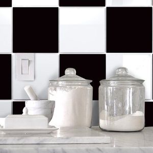 Grote Zwart-wit Grid Keuken Tegels Pvc Waterdichte Zelfklevende Behang Meubels Badkamer Diy Arabische Tegel Tegel Sticker