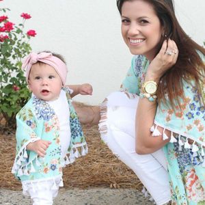 Familie Bijpassende Bloemen Vrouwen Moeder Moeder Dochter Kid Meisje Kwastje Strand Jurk Bikini Cover Up Badmode Beachwear Zonnejurk Zomer