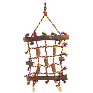 Vogel Schommels, Houten Ladder Schommel Hangmat Katoenen Touw Voor Papegaaien Klimmen Kauwen Huisdier Kooi Opknoping Speelgoed