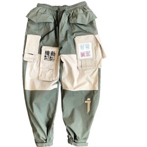 Zakken Cargo Broek Mannen Brief Borduurwerk Hiphop Harem Joggers Kleur Patchwork Track Broek Man Skateboard Streetwear