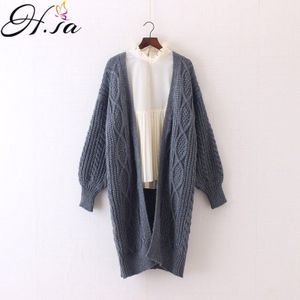 H. SA Winter Herfst Lange Vrouwelijke Vesten Latern Mouwen Casual Gebreide Poncho Truien Oversized Lange Vesten Koreaanse sueter