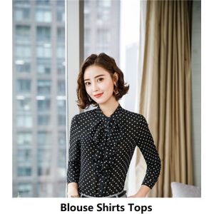 Lange Mouw Chiffon Blouses & Shirts Voor Vrouwen Business Werkkleding Uniform Stijlen Dames Office Tops Kleding Blouse Polka Dot