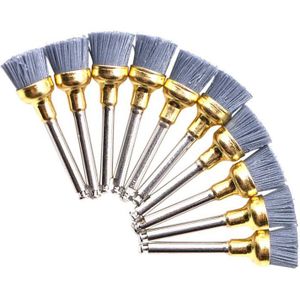 10 Stuks Dental Polijsten Borstel Silicon Carbide Materiaal Klink Platte Kom Tanden Polijstmachine Prophy Borstels Voor Contra Hoek Handstuk