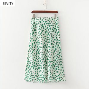 Zevity Vrouwen Mode Groene Onregelmatige Dot Een Lijn Rok Faldas Mujer Office Dames Side Rits Casual Rokken QUN632