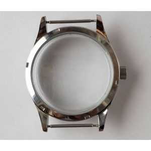 42 Mm Horloge Case Vintage Koepel Glas Zilver Fit Eta 6497/6498 Beweging