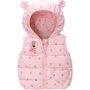 Vlinder Baby Kleding Baby Meisjes Jongens Down Jas Pasgeboren Winter Capuchon donsjack roze hart Afdrukken kinderen beneden vest 6M ~ 24M