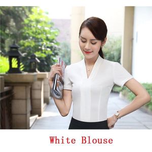 Mode Zomer Korte Mouwen Elegante Witte Blouses & Shirts Dames Tops Blusas Vrouwelijke Kantoor Werkkleding Blouse Kleding