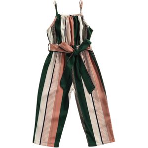Meisje Casual Bandage Jarretel Jumpsuit Zomer Mode Streep Afdrukken Lange Broek
