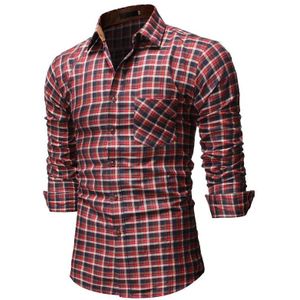 Jurk Sociale Shirt Voor Mannen Controleer Slim fit Streep patroon Grid Heren Shirts Plaid Blijven Bruin Blouse Mannelijke