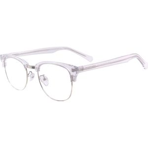 Mannen Vrouwen Acetaat Ronde Retro Bril Half Velg Browline Brilmonturen Voor Recept Graden Lenzen Bijziendheid Lezen Multifocale