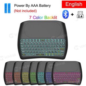 Originele Backlight D8 Pro Plus I8 Engels Russische 2.4Ghz Wireless Mini Keyboard Air Mouse Touchpad Controller Voor Android Tv doos