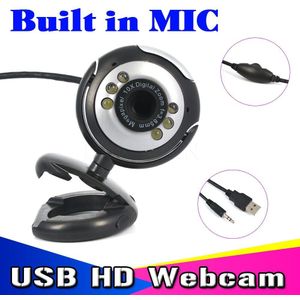 Mini Usb 2.0 Webcam Camera Digitale Hd 30.0 Megapixels 6 Led Webcam Met Microfoon Microfoon Voor Skype Voor msn Pc