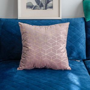 Nordic Ins Stijl Sofa Geometrische Vierkante Kussen Fluwelen Bronzing Kussen Slaapkamer Vierkante Rugkussen Erker Decoratie