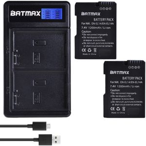 Batmax EN-EL14 EN-EL14a Batterij + Lcd Usb Dual Charger Voor Nikon,D5600,D5500,D5300,D5200, d5100, D3200,D3300,P7800,P7700,P7100,P7000