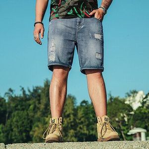 Plus Size S-XXXXXXL Aankomen Gat Verontruste Shorts Mannen Losse Jeans Retro Nostalgie Denim Bermuda Korte Voor Man Blauw jean