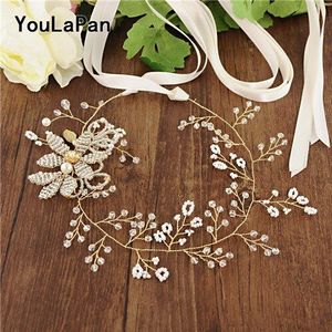 YouLaPan SH68 gold bruidsmeisjekleding riem wedding riemen en sjerpen bloem sash gold lint sjerp riem gordel vrouw riem