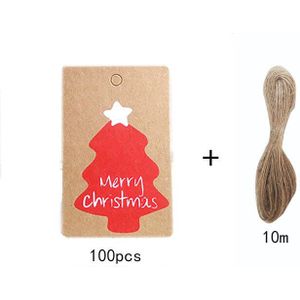 100Pcs + Hennep Touw Kerst Tags Kraftpapier Label Xmas Voor Party Diy Prijs Labels Box Hang Tag