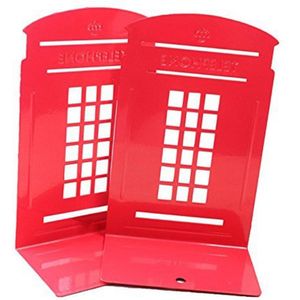 1 paar Londen Telefooncel Anti-Slip Boekensteunen Boek Plank Houder Briefpapier (Rood)