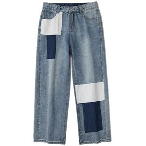 Patchwork Jeans Heren Harajuku Denim Broek Streetwear Straight Casual Vintage Hoge Taille Losse Broek Baggy Jeans Homme