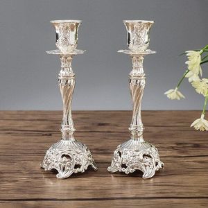 1 Paar Goud/Zilver Kleur Huwelijkscadeau Metalen Kandelaars Kandelaar Woondecoratie Party Ornamenten
